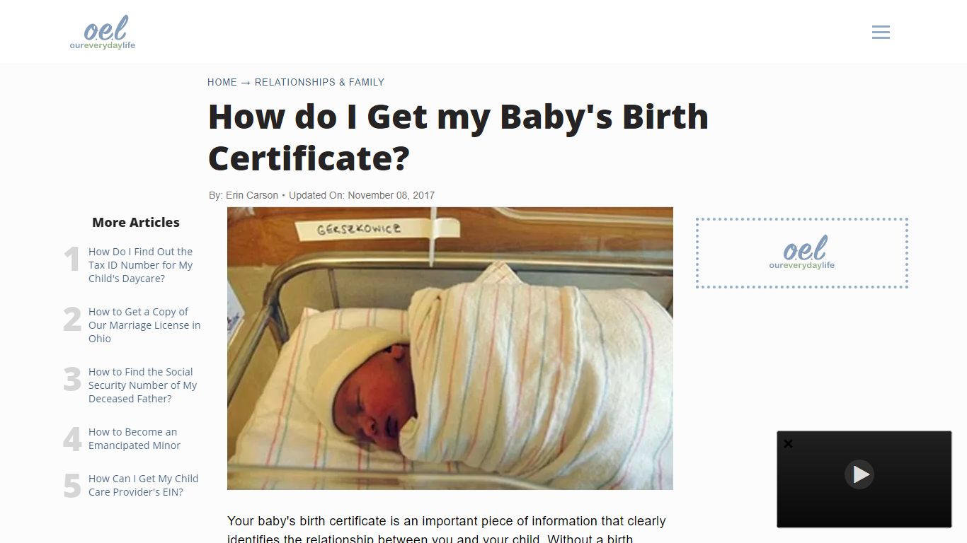 How do I Get my Baby's Birth Certificate? | Our Everyday Life